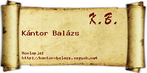 Kántor Balázs névjegykártya